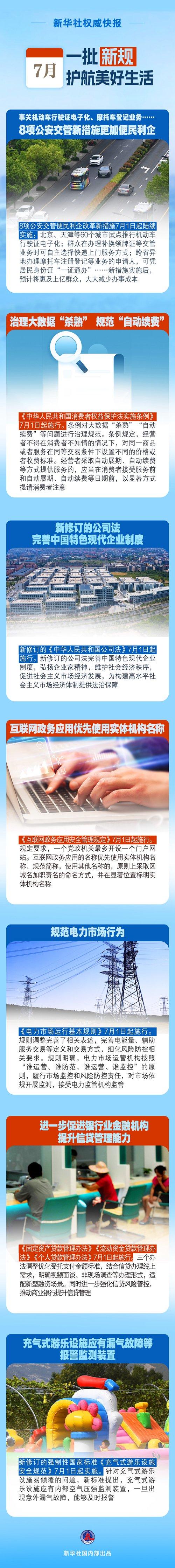 新华社权威快报丨7月，一批新规护航美好生活