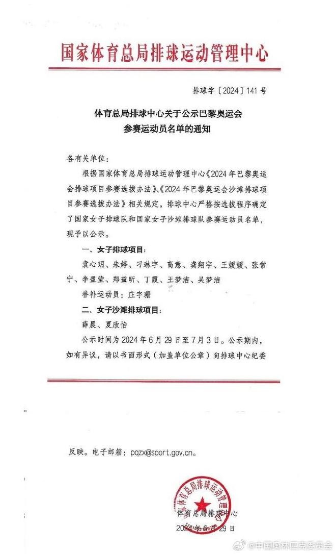 中国女排奥运12人名单：朱婷领衔，张常宁、丁霞在列